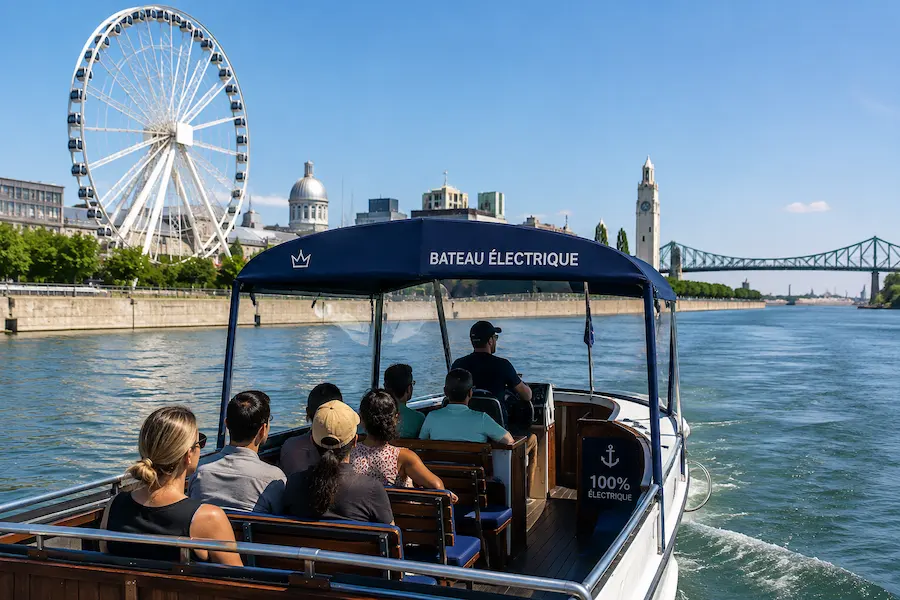 Electric boat cruise on the St. Lawrence River in Montreal