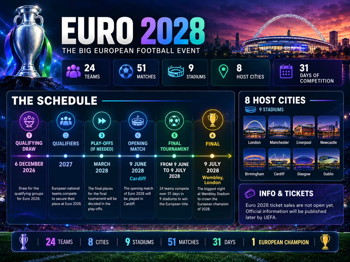 Euro 2028 fixtures calendar and full match schedule