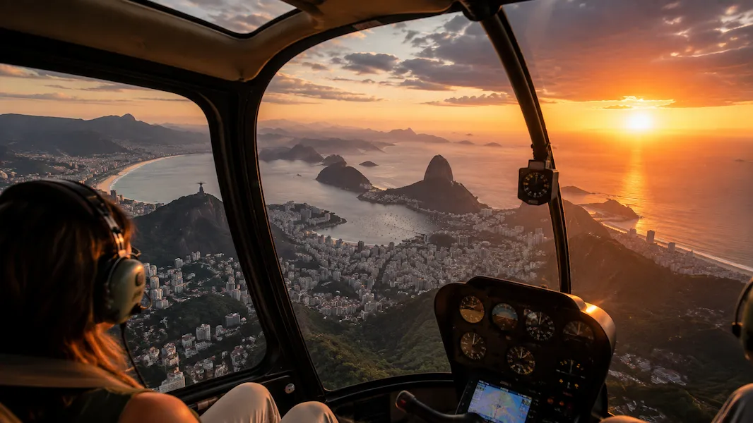 Helicopter flight over Rio de Janeiro
