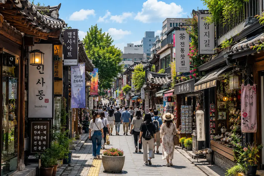 Quartier d'Insadong à Séoul