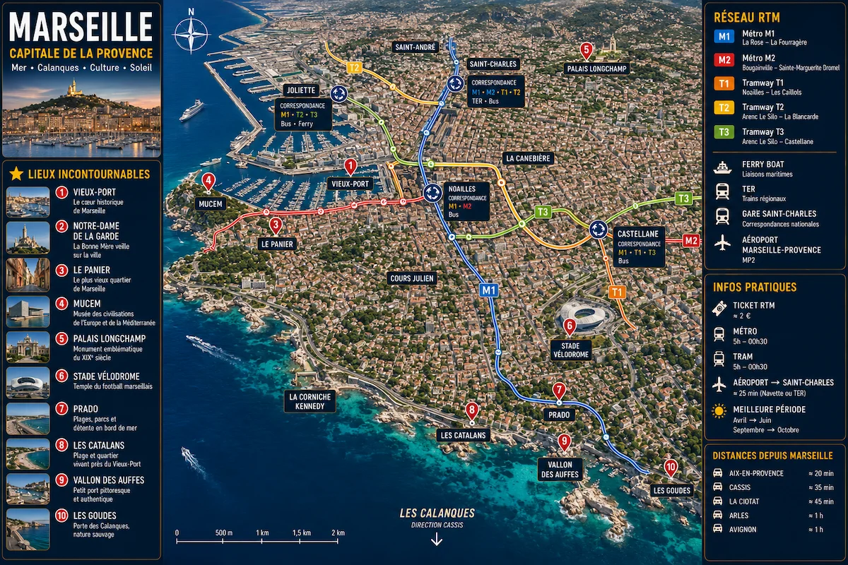 Carte touristique de Marseille