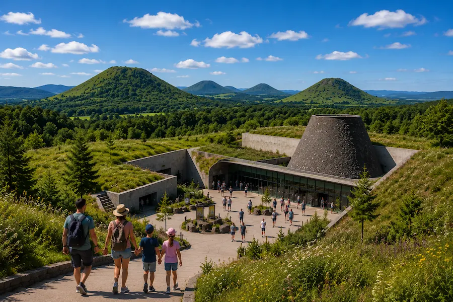Paysage volcanique évoquant Vulcania en Auvergne