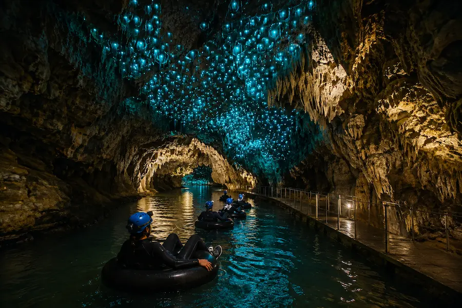 Aventure souterraine dans les grottes de Waitomo en Nouvelle-Zélande