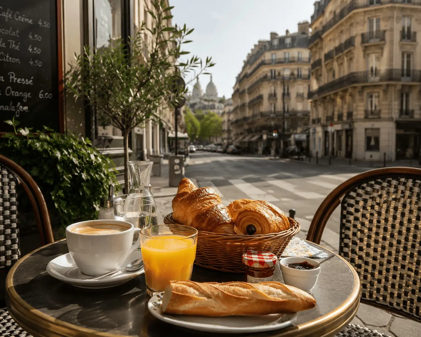 Parisian breakfast on a terrace