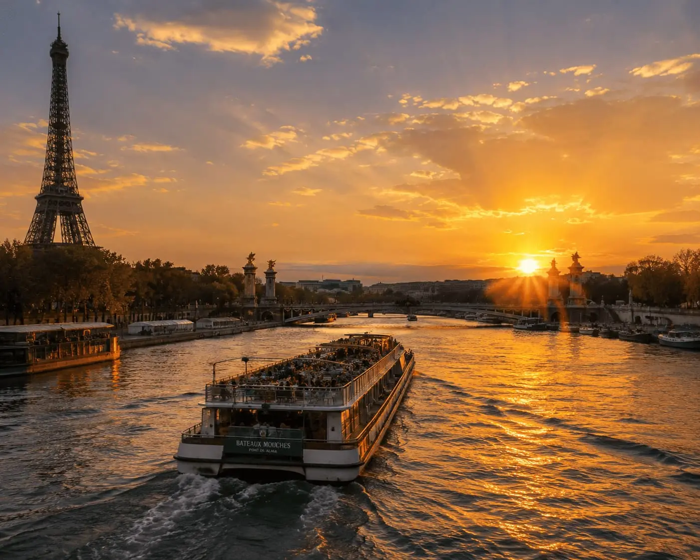 Seine River cruise at sunset