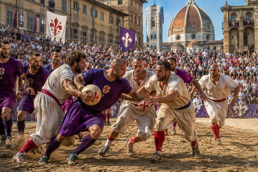 Calcio Storico match in Piazza Santa Croce in Florence