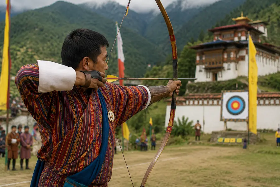 Traditional archery competition in Bhutan